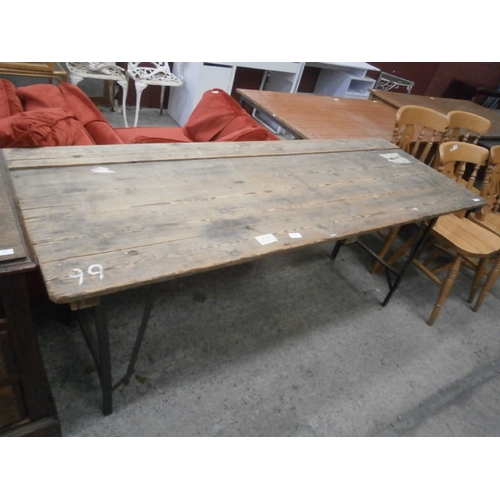 617 - A large vintage work table with folding frame