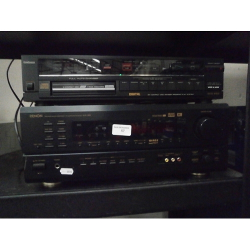 57 - Lot inc Goodmans 6 compact disc player GCD 550 and Denon AV surround receiver AVR-1802