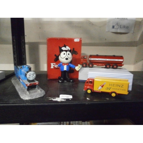 96 - Lot inc two dinky vehicles, Thomas Tank Engine ornament and Felix the cat figurine