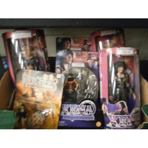 58 - Box of packaged figures inc Xena warrior princess and Hercules