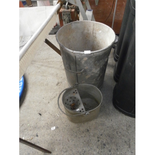 241 - Galvanised dustbin and mop bucket