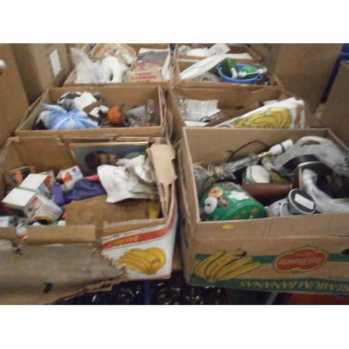 263 - Four boxes inc Wrappers sunglasses, lamps, coffee machine, clothing, crockery, etc