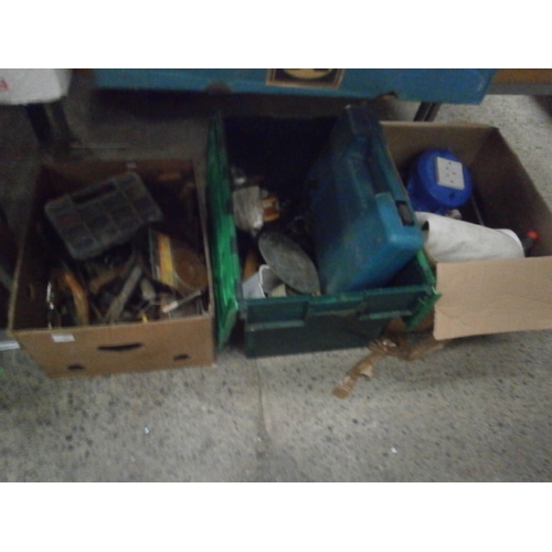 286 - Three boxes of assorted tools and hardware