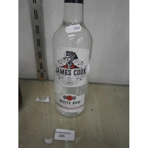 345 - 70cl bottle of James Cook white Rum