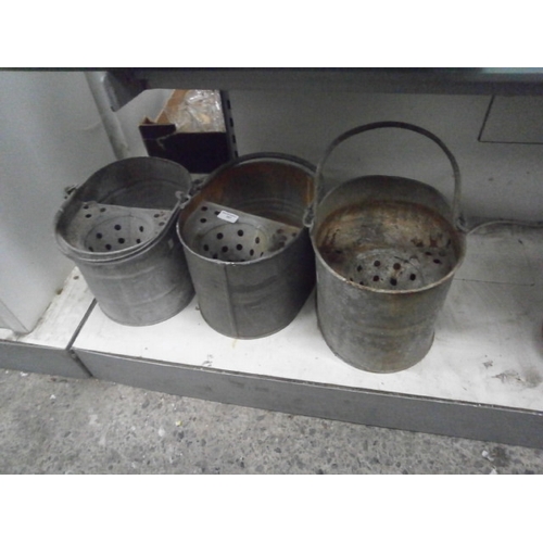 367 - Three galvanised mop buckets