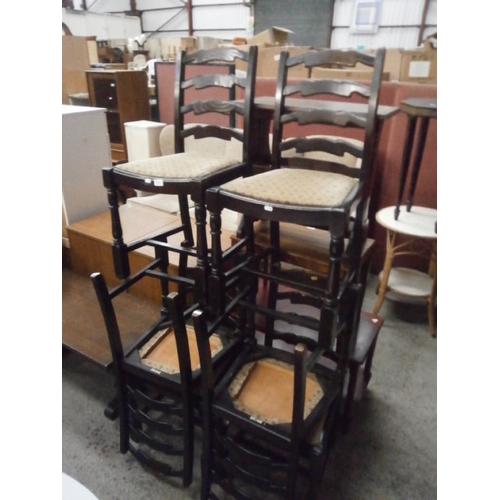 623 - A set of 6 x vintage ladder back dining chairs