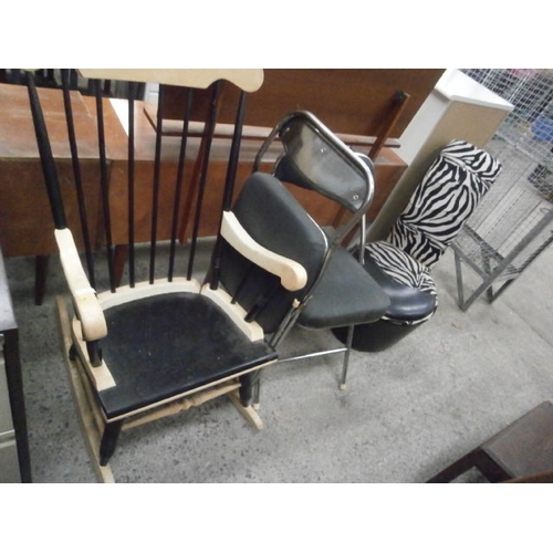 658 - 4 x assorted chairs including a vintage wooden spindle back rocker