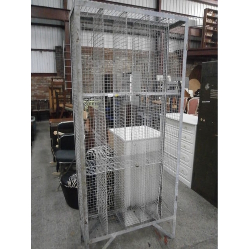 659 - A vintage galvanised wire framed industrial style open storage rack