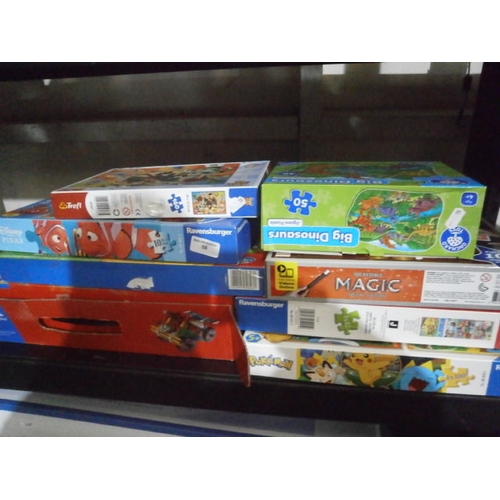 58 - The game of life super mario edition, Three assorted jigsaws, k'nex motorized building set and a mag... 