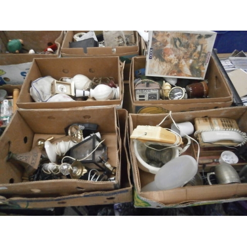 211 - 4 boxes inc lamps , tankards , clocks etc