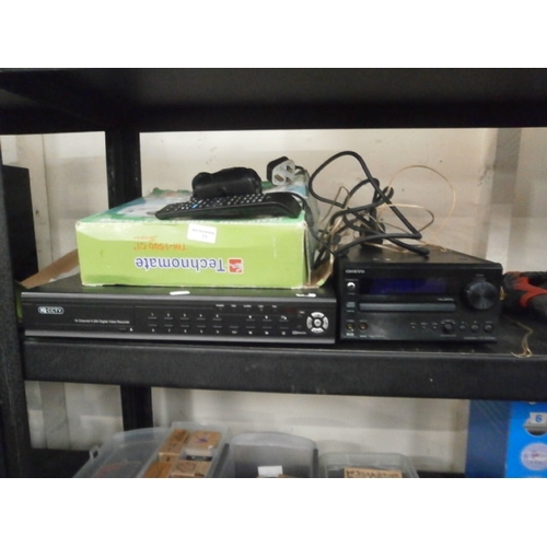 71 - Lot inc CCTV digital video recorder, digital satellite receiver and Onkyo CD player CR-725DAB all po... 