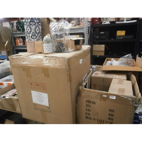 115 - Three boxes inc vases, Artificial plants in pots and metal figural ornaments