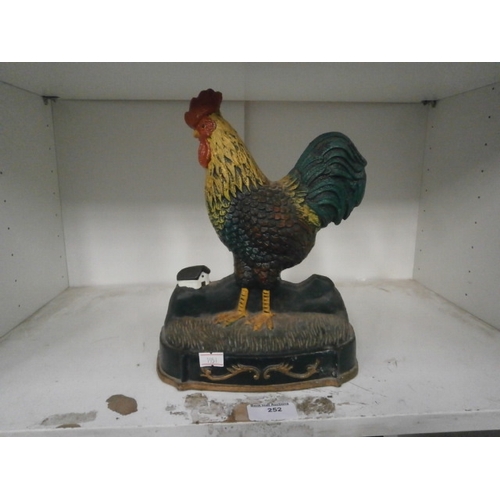 252 - Cast iron cockerel door stop