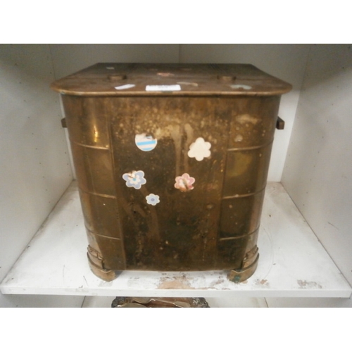 253 - Vintage brass coal bin