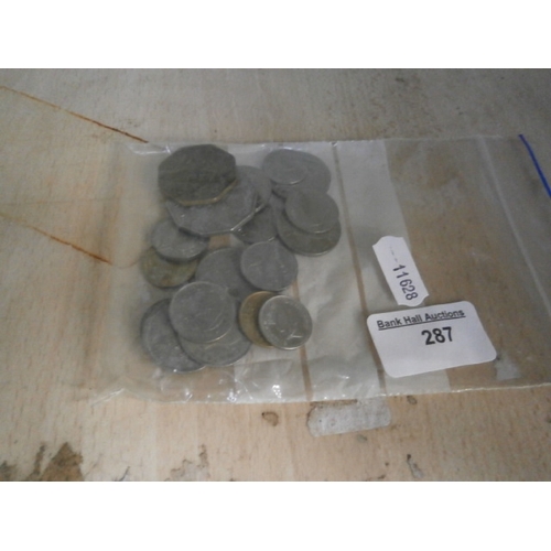 287 - Bag of assorted coins