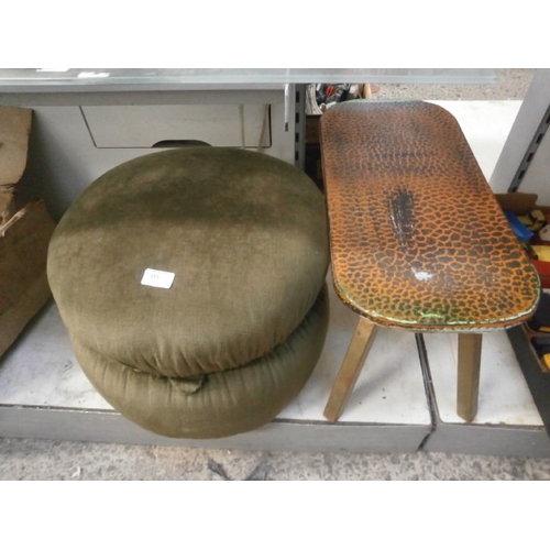 315 - Fabric pouffe and old table