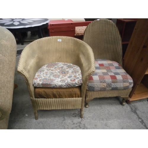 608 - 2 x vintage Lloyd Loom style bedroom chairs