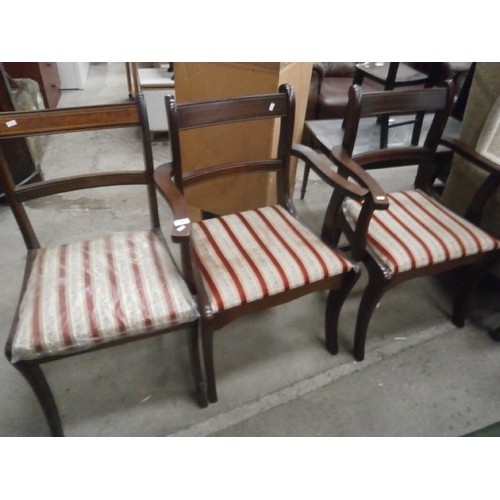 647 - A set of 3 x sabre legged dining chairs