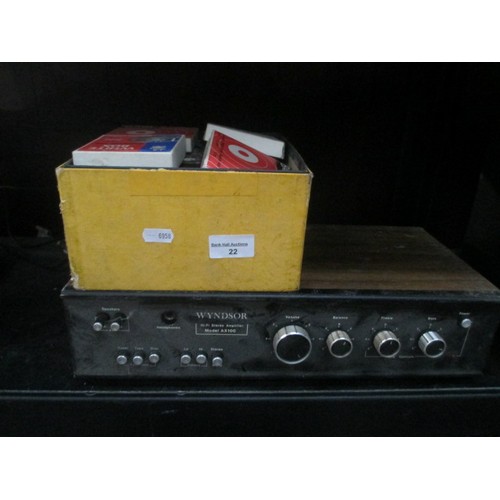 22 - Wyndsor Hi-Fi amplifier and box of recording tapes