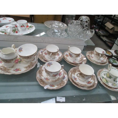 323 - 22 piece Salisbury china set and Royal Albert Staffordshire cup and saucer