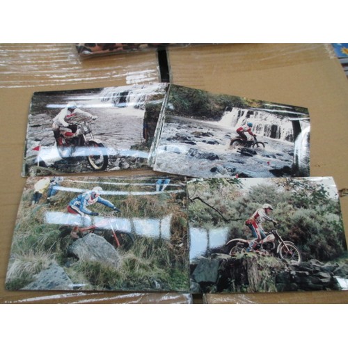 123 - Two boxes of old motocross racing photographs, Locomotive photographs, motorcycle and locomotive mag... 