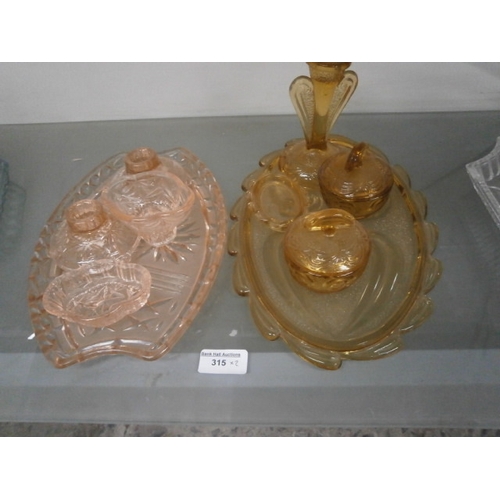 315 - Two decorative glass dressing table sets