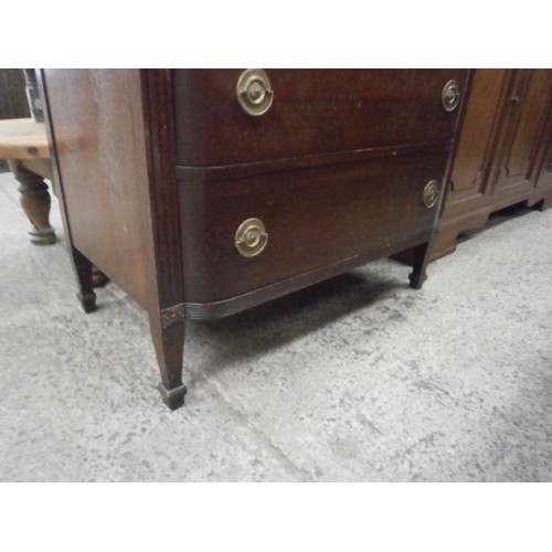 603 - A large antique inlaid 5 drawer chest with shaped front