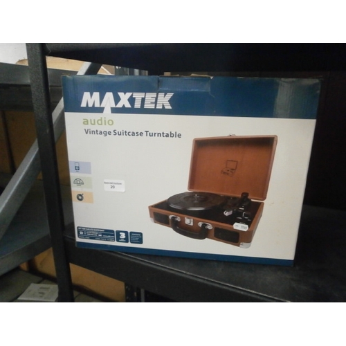 20 - Boxed Maxtek suitcase turntable