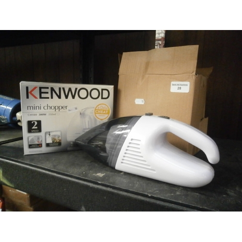28 - Lot inc Kenwood mini chopper and small handheld vacuum