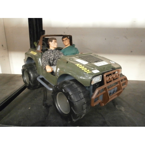 76 - Action Man jeep and two Action Man figures