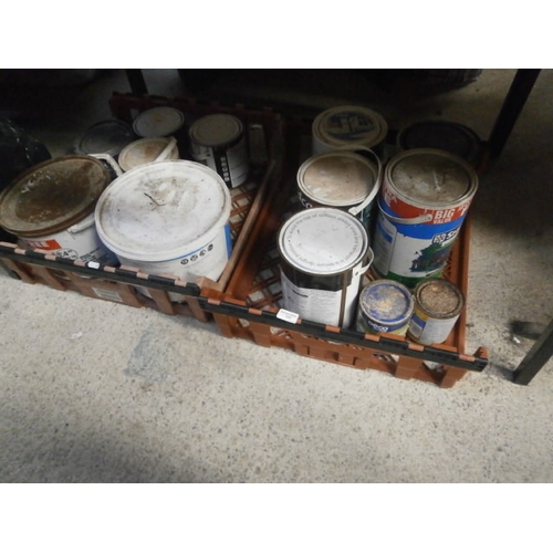 131 - Two crates of assorted paints
