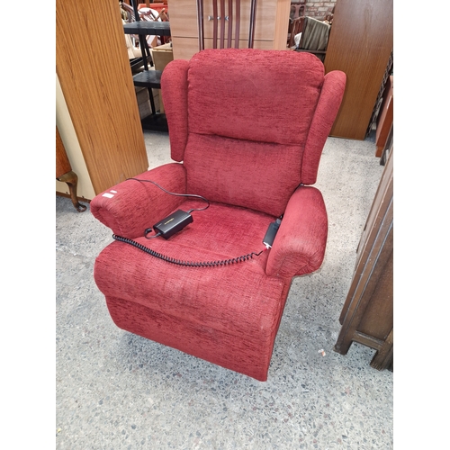 719 - Electric red fabric recliner chair