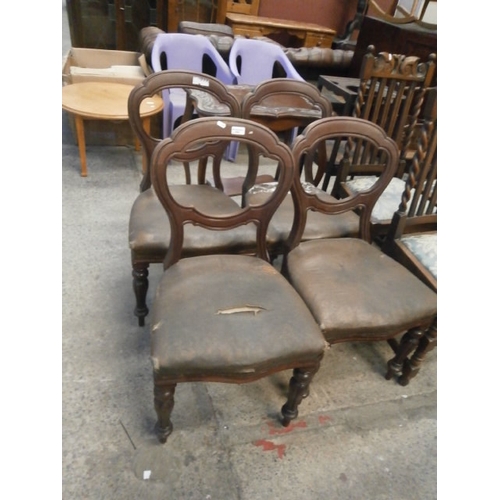 664 - A set of 4 x vintage dining chairs for re-covering