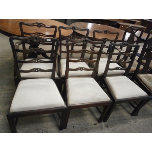 670 - A set of 6 x vintage ladder back dining chairs