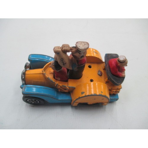 247 - Dinky biker and side car with Corgi Juniors Popeye car