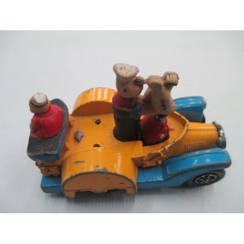 247 - Dinky biker and side car with Corgi Juniors Popeye car