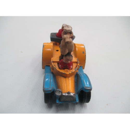 247 - Dinky biker and side car with Corgi Juniors Popeye car