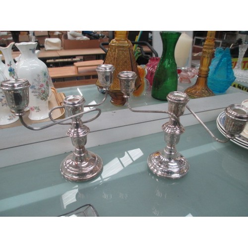 296 - Collection of white metal items inc candelabras