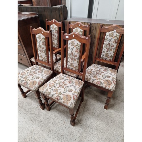 608 - A set of 5 x vintage oak dining chairs