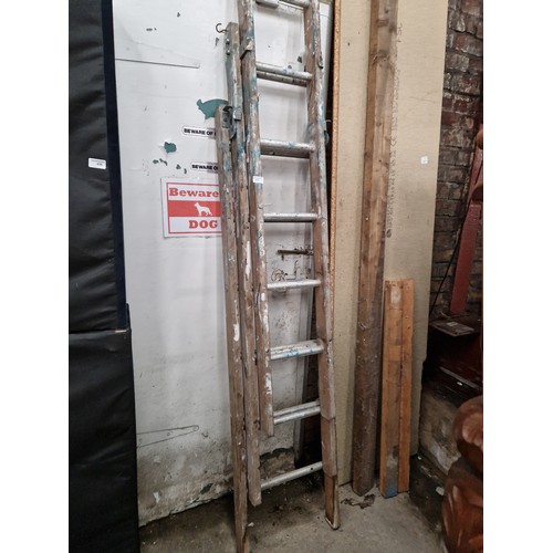 635 - A vintage triple section ladder