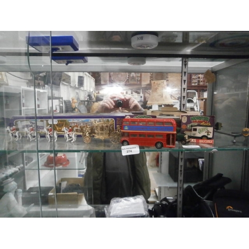 274 - Lot inc Royal State coach, model plane, diecast cars