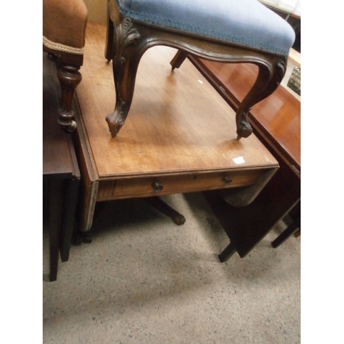 645 - A large antique drop leaf pedestal dining table with 2 x end drawers