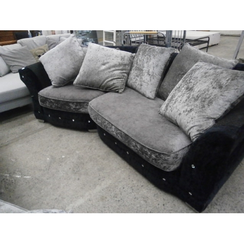 720 - A 2 part plush velvet settee unit