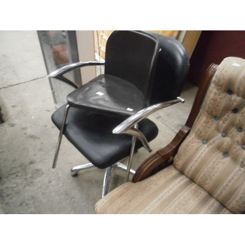 692 - A chromed frame swivel chair and a corner chair