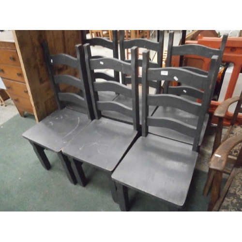 707 - A set of 6 x wooden ladder back chairs