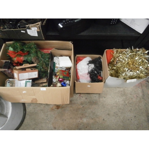 35 - Three boxes of Christmas decorations