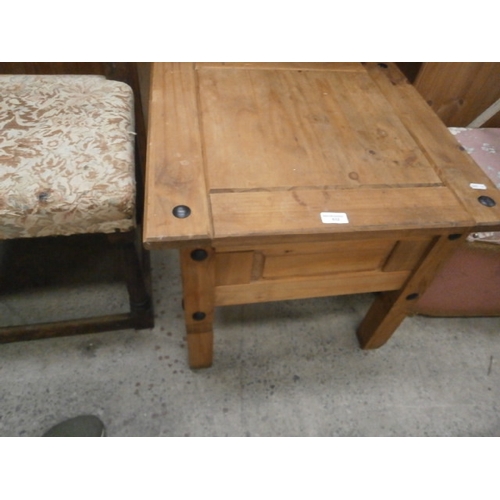 632 - A square pine coffee table