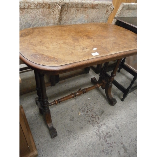 639 - An inlaid antique walnut side table on twin pedestal stand