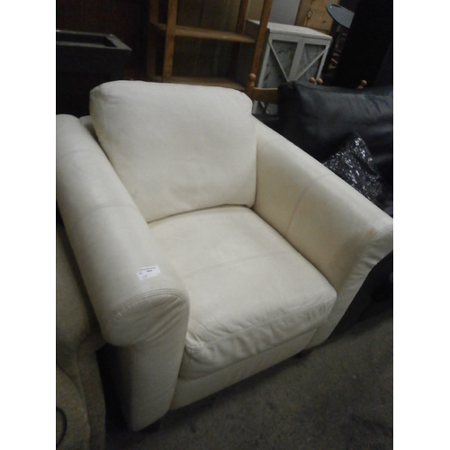 644 - A cream leather club style armchair