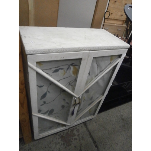 659 - A vintage painted 2 door cabinet with glazed doors